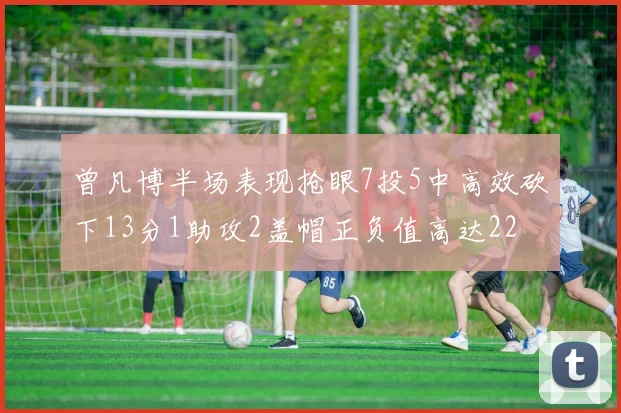曾凡博半场表现抢眼7投5中高效砍下13分1助攻2盖帽正负值高达22